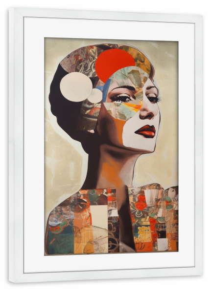 Poster mit Rahmen weiß "Woman pop Collage" artboxONE - Abstrakt,Menschen,Fashion
