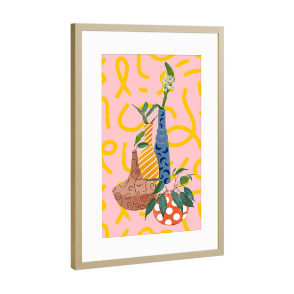 Poster mit Rahmen Gold "Modern Botanicals" artboxONE - Floral,Abstrakt