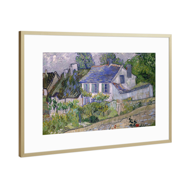 Poster mit Rahmen Gold "Häuser in Auvers" artboxONE - Städte,Reise,Architektur,Für Mama,Für Papa