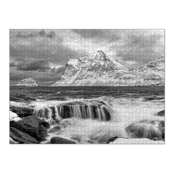 Puzzle Ravensburger "Winterliche Küste in Schwarzweiß" artboxONE - Natur,Schwarzweiß,Reise / Strand und Meer
