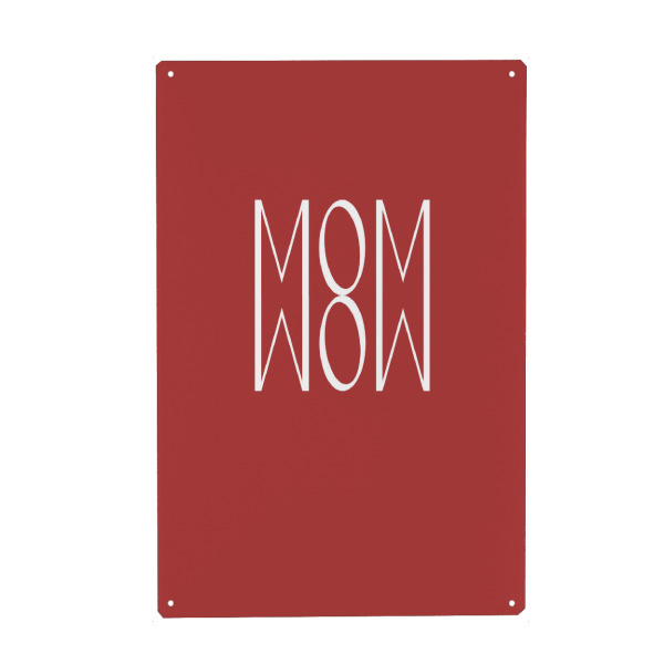 Holzbild "MOM WOW rot" artboxONE - Typografie,Liebe,Buchstaben / M,Buchstaben / W,Für Mama