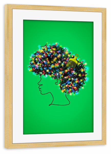 Poster mit Rahmen kiefer "Afro-Lichter" artboxONE - Menschen,Weihnachten,Lustig