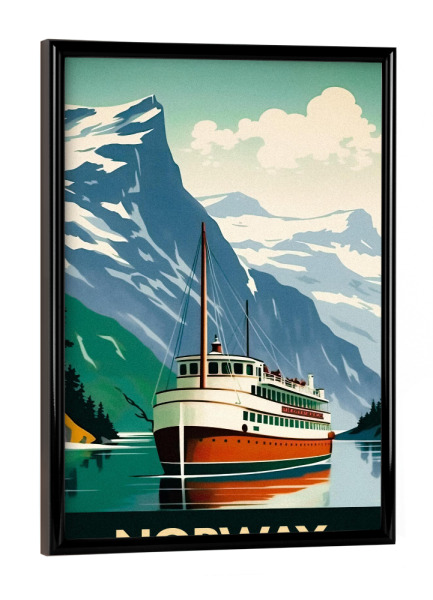 Poster mit schwarzem Rahmen "Willkommen in Norwegen" artboxONE - Städte,Natur,Reise