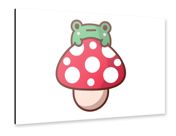 Alu-Dibond "Niedlicher Frosch auf Pilzpilz" 30x20 cm artboxONE