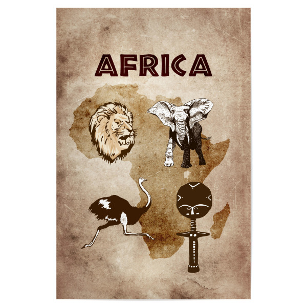 Poster "African illustrated Map" artboxONE - Reise,Tiere,Reise / Afrika,Reise / Länder,Kartografie