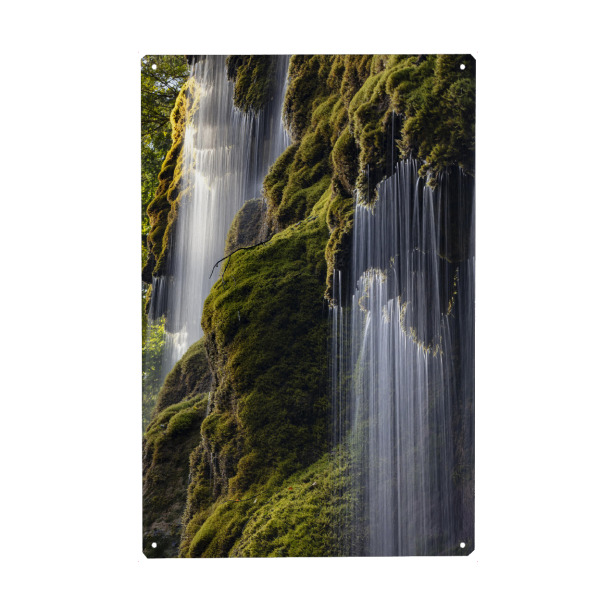 Holzbild "Schleierfälle" artboxONE - Natur - Schleierfälle,Wasserfall,Wasserfälle,Natur,Landschaft,Wasser,Moos