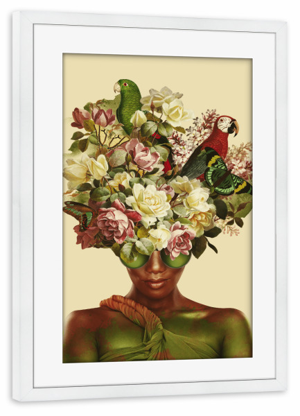 Poster mit Rahmen weiß "Mädchen im Frühling von TAS" artboxONE - Floral,Tiere,Abstrakt
