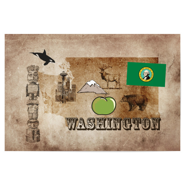 Poster "Washington State illustrated map" artboxONE - Reise,Reise / Länder,Kartografie