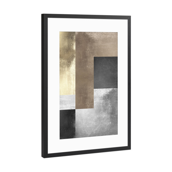 Poster mit Rahmen Schwarz (Metallic) "Metallic concept art C" artboxONE - Abstrakt,Geometrie