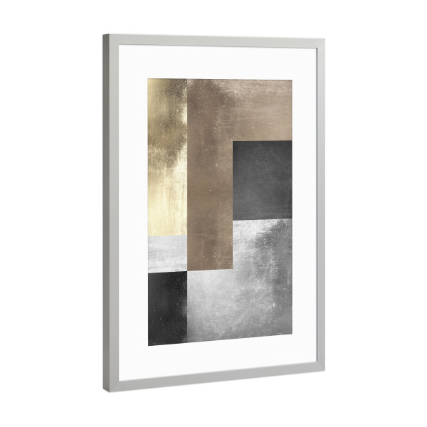Poster mit Rahmen Silber "Metallic concept art C" artboxONE - Abstrakt,Geometrie