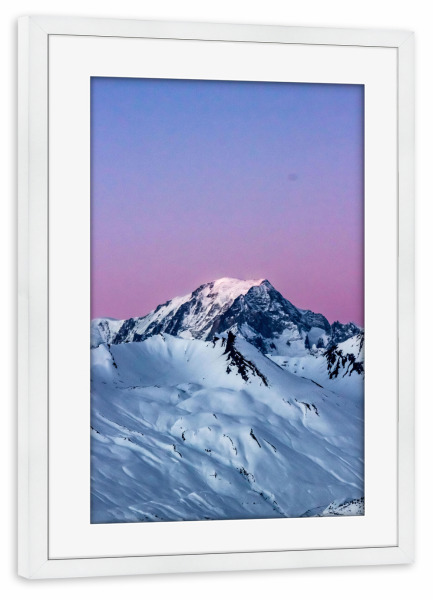 Poster mit Rahmen weiß "Rosafarbener Bergsonnenuntergang" artboxONE - Natur,Reise,Reise / Länder