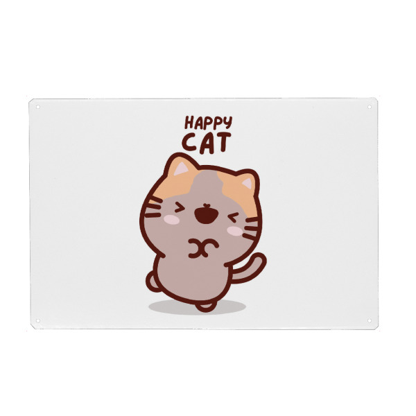 Metall Poster "Süße Kawaii glückliche Katze" artboxONE - Tiere,Liebe,Lustig