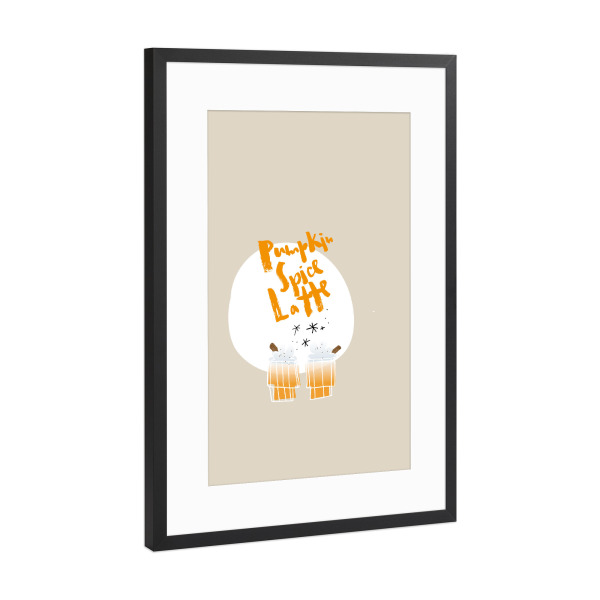 Poster mit Rahmen Schwarz (Metallic) "Pumpkin Spice Latte Lettering" artboxONE - Typografie,Essen & Trinken
