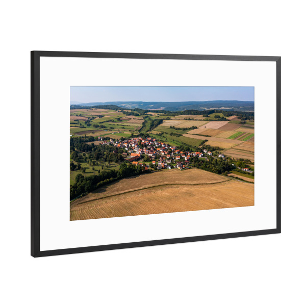 Poster mit Rahmen Schwarz (Metallic) "Willershausen auf dem Ringgau" artboxONE - Natur,Architektur