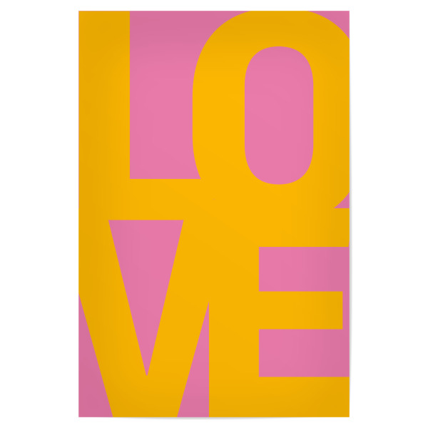 Poster 30x20 cm "Love yellow pink" artboxONE - Typografie,Abstrakt,Liebe,Fashion