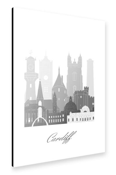 Alu-Dibond "Skyline von Cardiff im sw Stil" 30x20 cm artboxONE