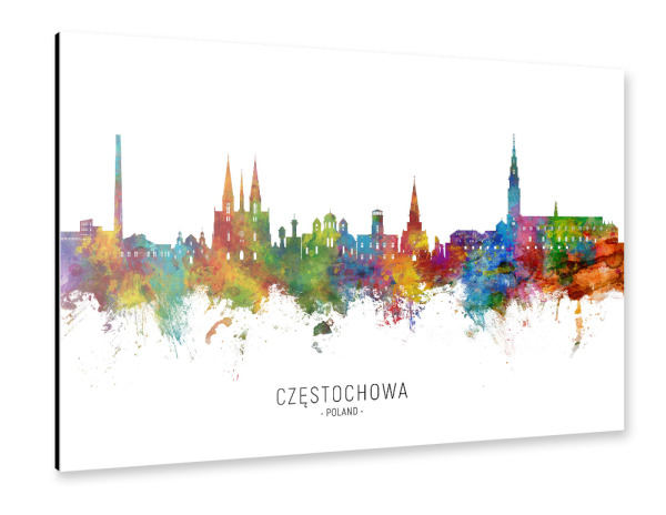 Alu-Dibond "Tschenstochau Polen Skyline txt" 30x20 cm artboxONE