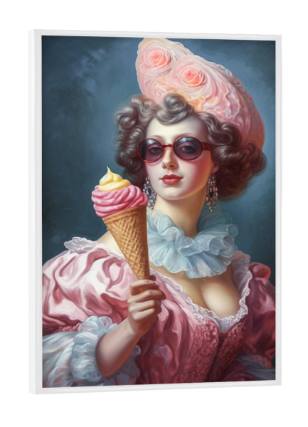 Poster mit weißem Rahmen "Waffeleis zum Verlieben" artboxONE - Menschen,Fiktion,Lustig