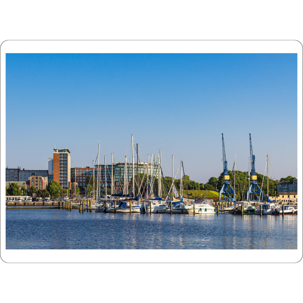 Tischset "Fluss, Boote, Kräne, Stadt" artboxONE - Städte,Natur,Reise,Architektur