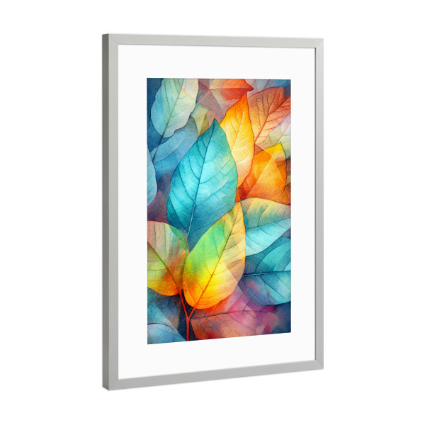 Poster mit Rahmen Silber "Blumenblätter Kunst A" artboxONE - Floral - Natur,Blumen,Blumen,Botanisch,Blätter,Blatt,Blumen