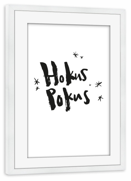 Poster mit Rahmen weiß "Hokus Pokus - Halloween Lettering" artboxONE - Typografie - Halloween,Hokus pokus,Lettering,Schrift,Saisonal,Herbst