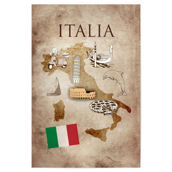 Poster 30x20 cm "Italia - illustrated map" artboxONE - Reise / Strand und Meer,Reise / Länder,Städte / Rom,Kartografie