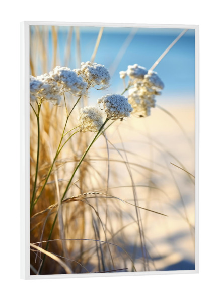Poster mit weißem Rahmen "Beach Impressions Dunes" artboxONE - Natur,Floral,Für Mama - Strand,Düne,Sand,Meer,Digitale kunst,Treechild,Fotografie,Gras