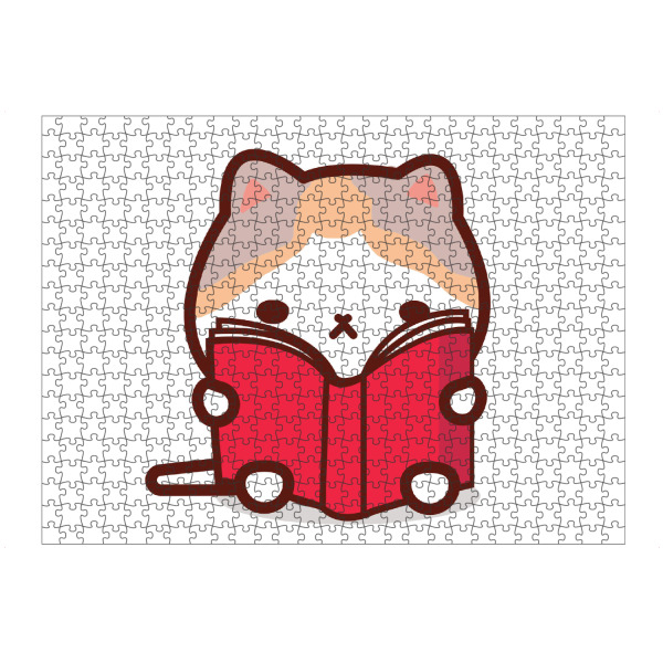 Puzzle Ravensburger "Süße Katze liest ein Buch" artboxONE - Tiere,Lustig - Kawaii,Katzen,Niedlich,Bücher,Lesen,Bibliothek,Kätzchen,Bücherwurm