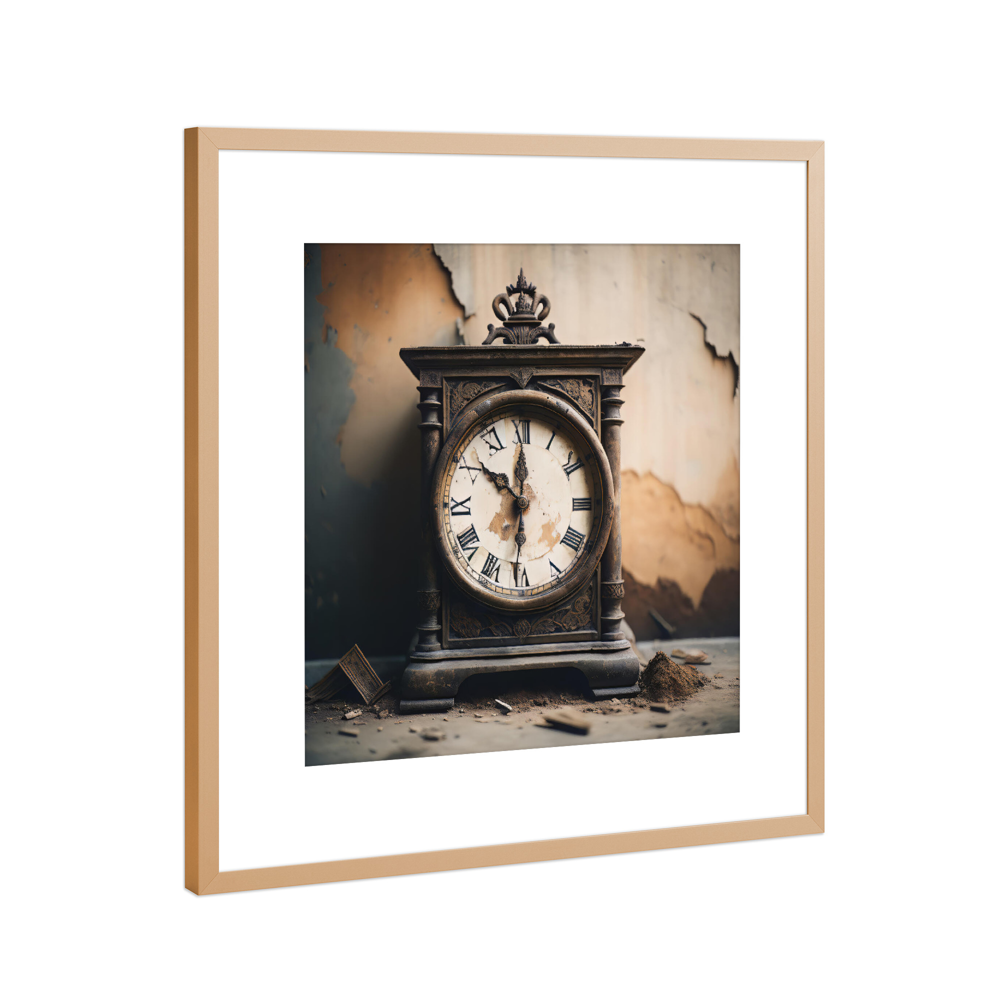 Poster mit Rahmen Kupfer "Timeless" artboxONE - Abstrakt - Uhr,Clock,Decay,Abandoned,Lost place
