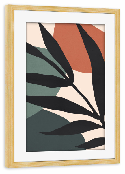 Poster mit Rahmen kiefer "Black leaf" artboxONE - Floral - Natur,Blumen,Fotografie,Illustration,Geometrisch,Aquarell,Malerei,Tropisch,Blätter