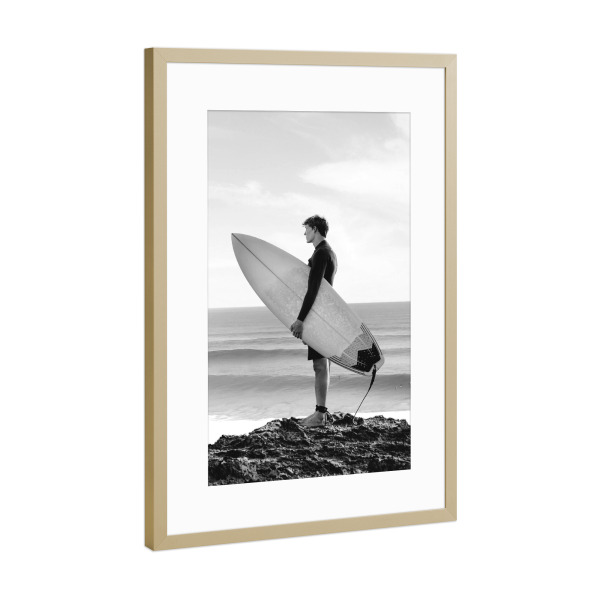 Poster mit Rahmen Gold "Wellenreiter" artboxONE - Menschen,Reise / Strand und Meer,Sport,Sport / Sommerspiele,Männer