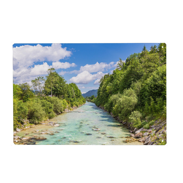 Metall Poster "Wolken, Fluss, Steine, Bäume" artboxONE - Natur,Reise