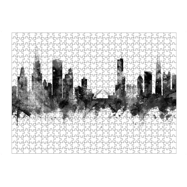 artboxONE Puzzle "Chicago Illinois Skyline Schwarz" artboxONE - Städte - Chicago,Illinois,Vereinigte staaten skyline,Stadtbild,Aquarell,Malerei