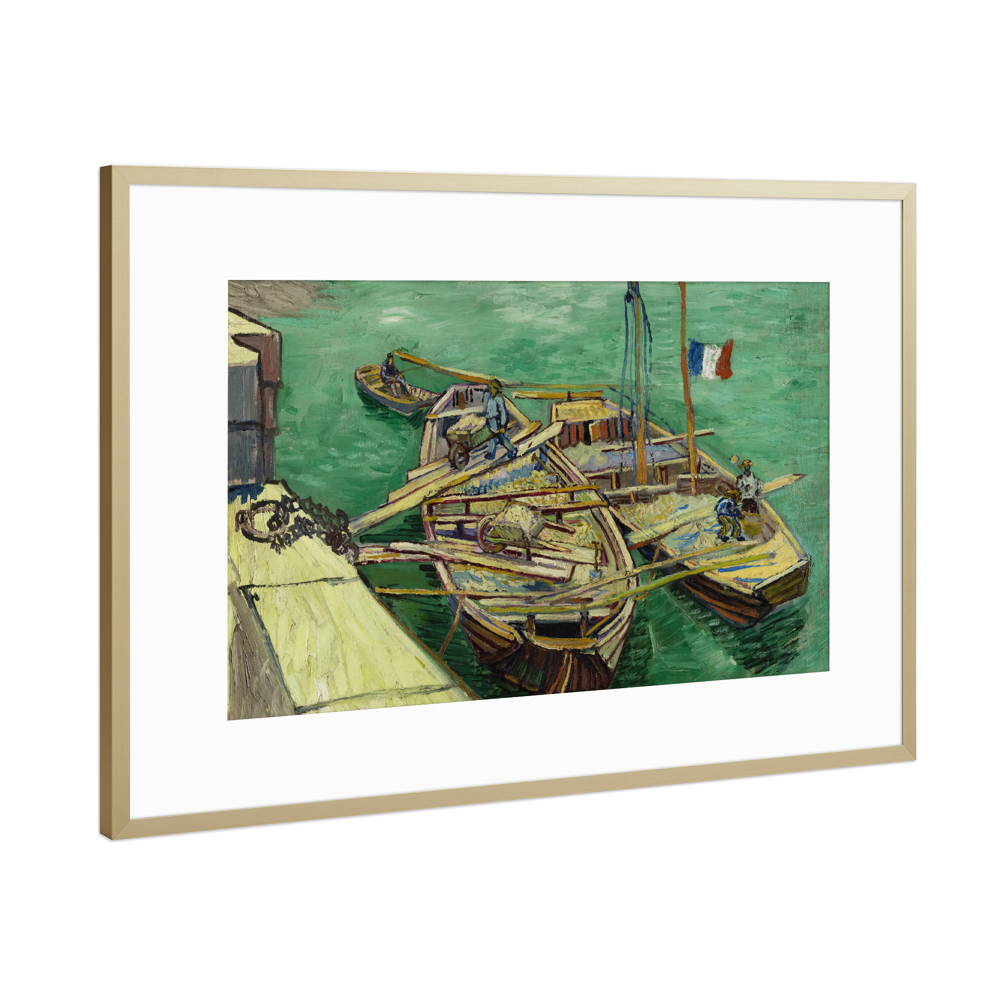 Poster mit Rahmen Gold "Kai mit Männern" artboxONE - Reise,Reise / Strand und Meer,Reise / Länder,Für Mama,Für Papa