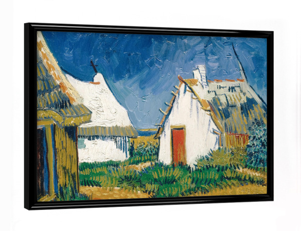 Poster mit schwarzem Rahmen "Weiße Cottages in Saintes-Maries" artboxONE - Städte,Reise,Architektur,Für Mama,Für Papa