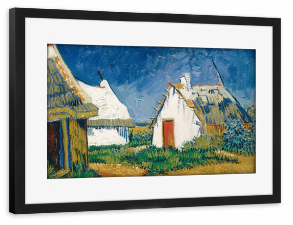 Poster mit Rahmen schwarz "Weiße Cottages in Saintes-Maries" artboxONE - Städte,Reise,Architektur,Für Mama,Für Papa
