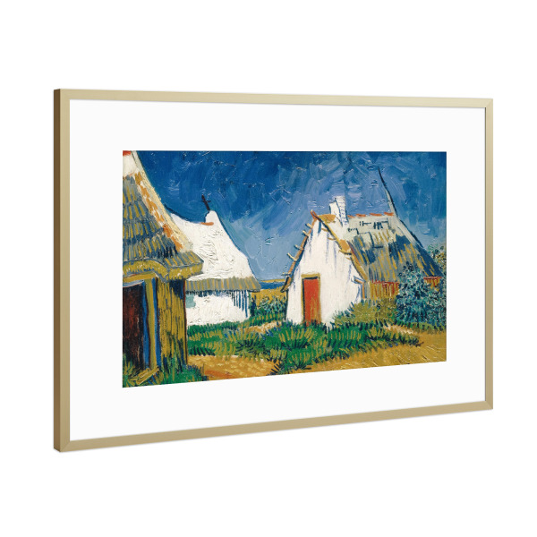 Poster mit Rahmen Gold "Weiße Cottages in Saintes-Maries" artboxONE - Städte,Reise,Architektur,Für Mama,Für Papa