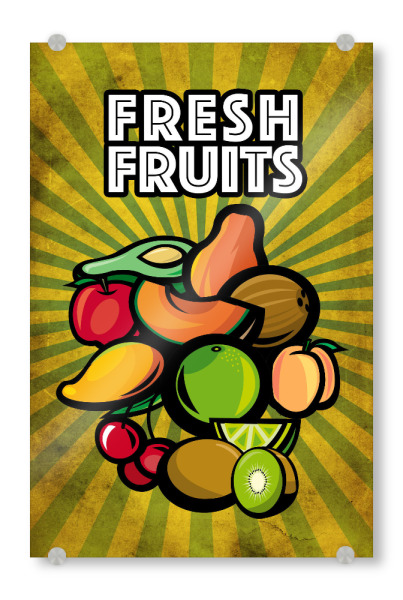 Acrylglasbild "Fresh Fruits 4 Kitchen" artboxONE - Typografie,Essen & Trinken,Essen & Trinken / Obst & Gemüse