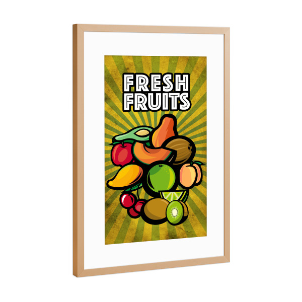 Poster mit Rahmen Kupfer "Fresh Fruits 4 Kitchen" artboxONE - Typografie,Essen & Trinken,Essen & Trinken / Obst & Gemüse
