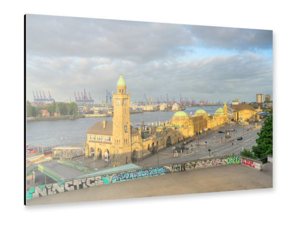 Alu-Dibond "Landungsbrücken Hamburg" 30x20 cm artboxONE