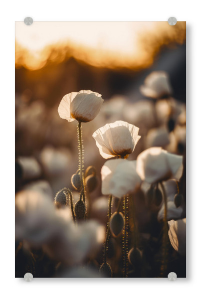 Acrylglasbild "White Poppy Field" artboxONE - Natur,Floral,Für Mama