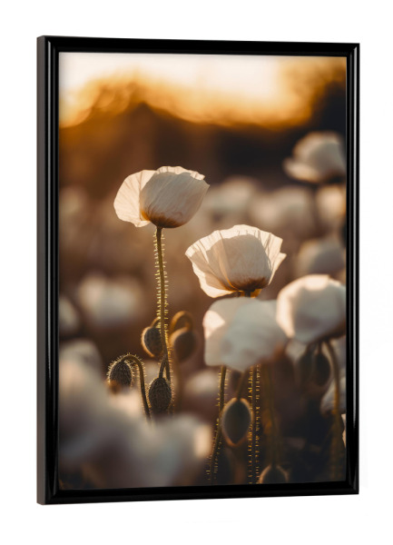 Poster mit schwarzem Rahmen "White Poppy Field" artboxONE - Natur,Floral,Für Mama