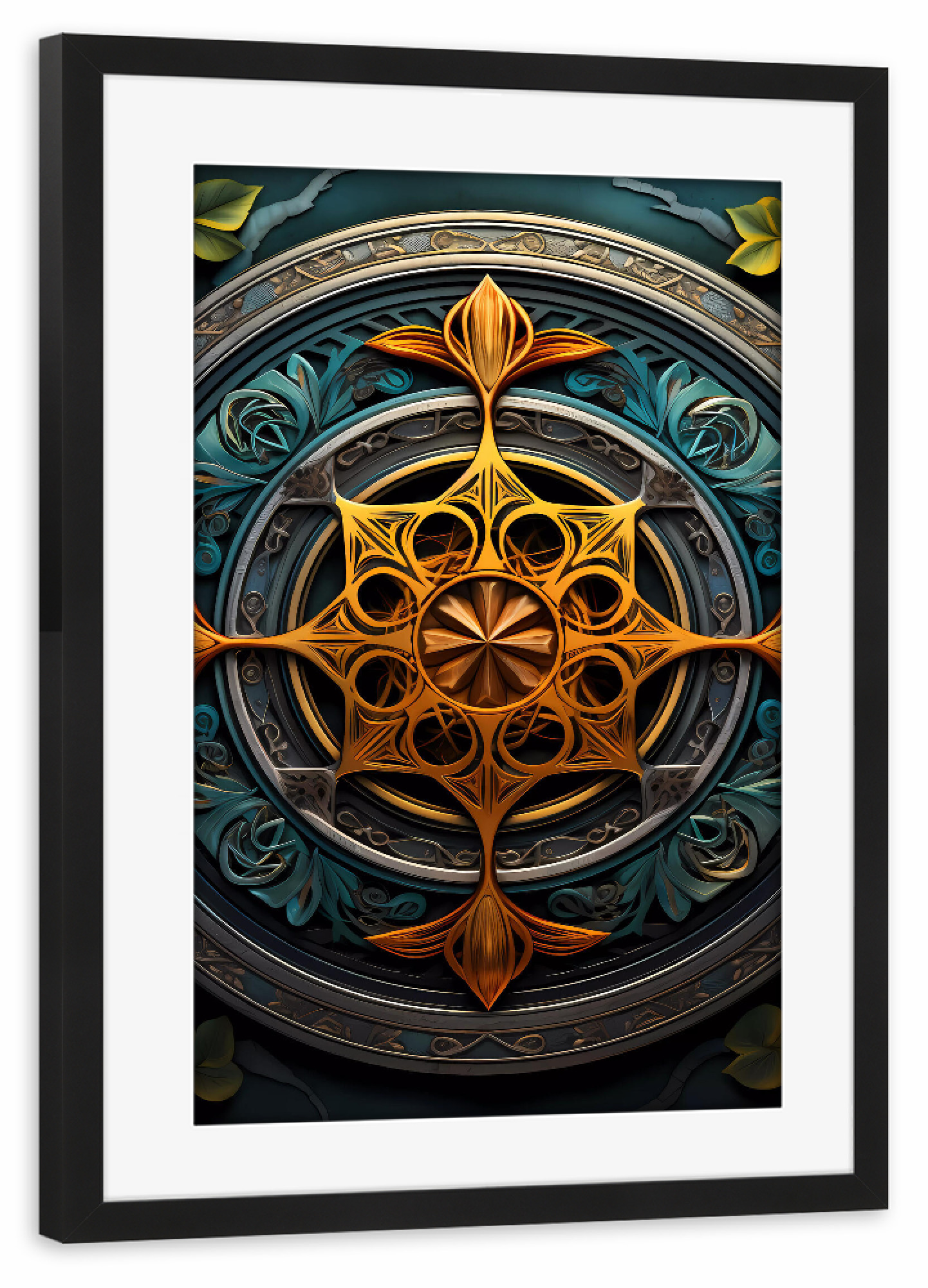 Poster mit Rahmen schwarz "Mandala - Keltisch - Haldor" artboxONE - Natur,Abstrakt