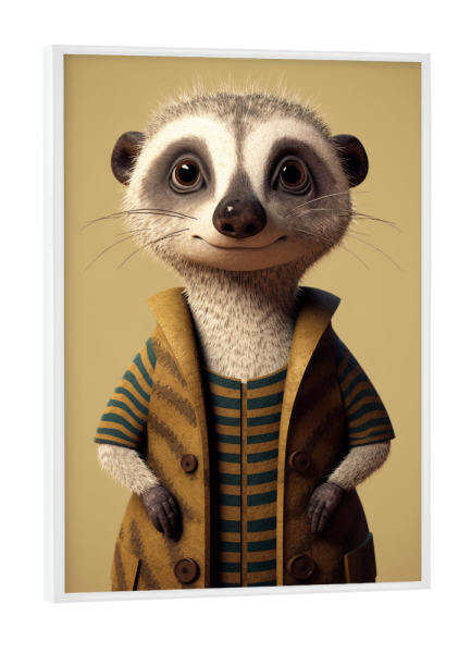 Poster mit weißem Rahmen "Hello Erdmännchen" artboxONE - Für Kinder,Tiere,Lustig