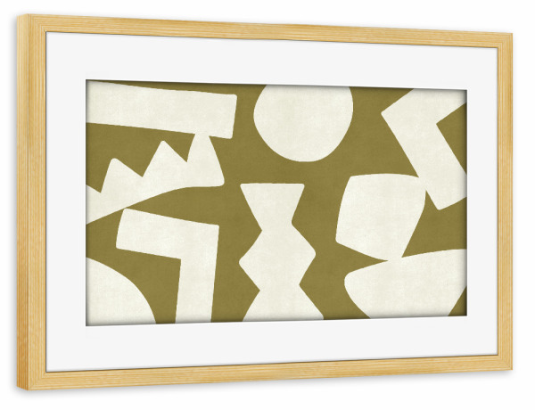 Poster mit Rahmen kiefer "Primitive Grafiken - olivgrün" artboxONE - Abstrakt,Geometrie
