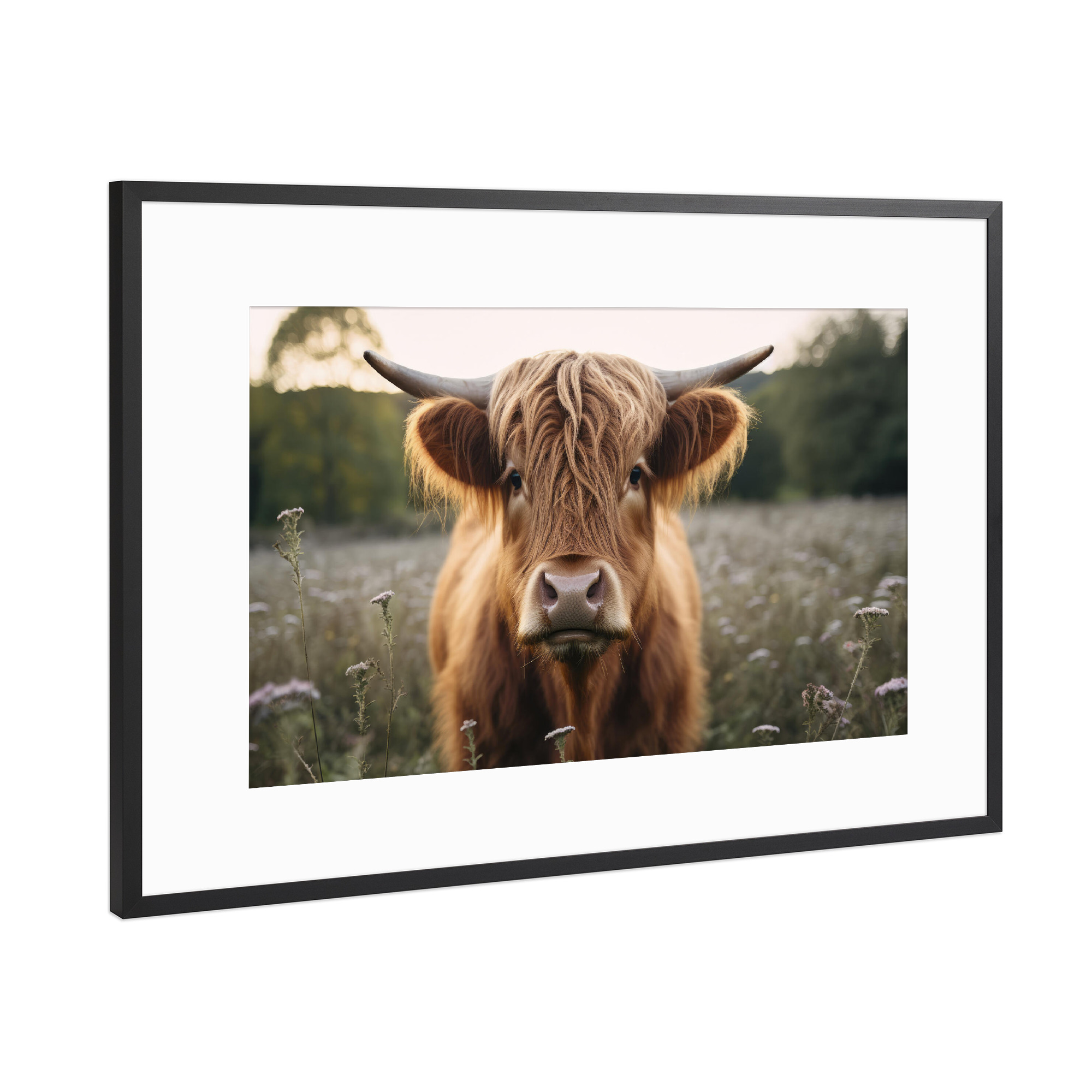 Poster mit Rahmen Schwarz (Metallic) "Highlander" artboxONE - Natur,Tiere