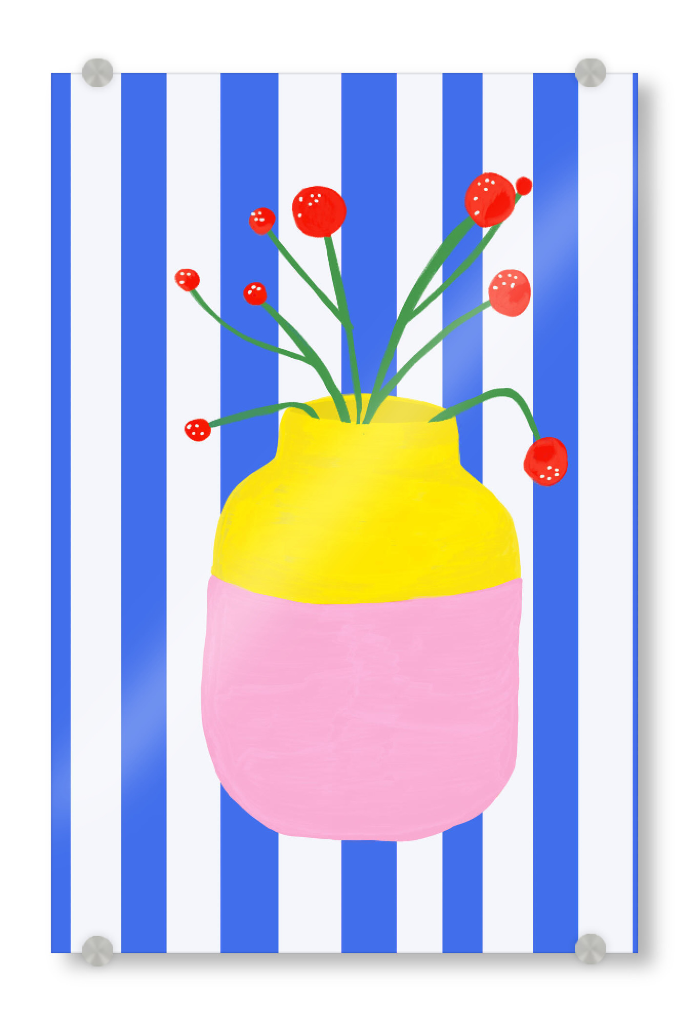 Acrylglasbild "Mio Vaso blue stripes" artboxONE - Floral - Mio,Vaso,Vase,Blumen,Blumenvase,Motalamio,Flowers,Trend,Bunt,Getreift,Streifen