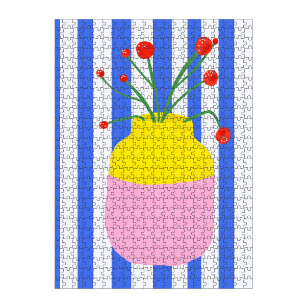 Puzzle Ravensburger "Mio Vaso blue stripes" artboxONE - Floral - Mio,Vaso,Vase,Blumen,Blumenvase,Motalamio,Flowers,Trend,Bunt,Getreift,Streifen