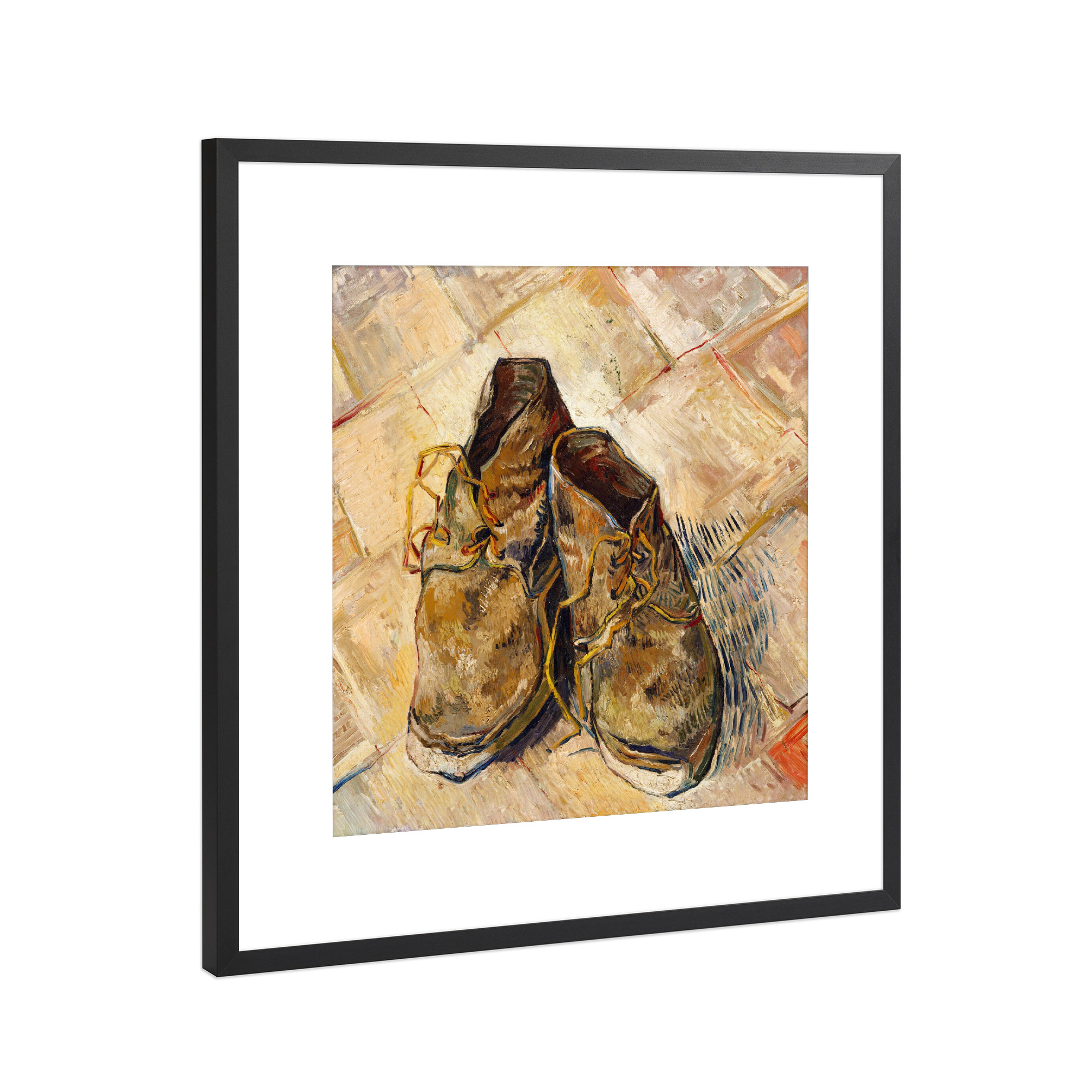 Poster mit Rahmen Schwarz (Metallic) "Vincent old shoes" artboxONE - Abstrakt,Menschen