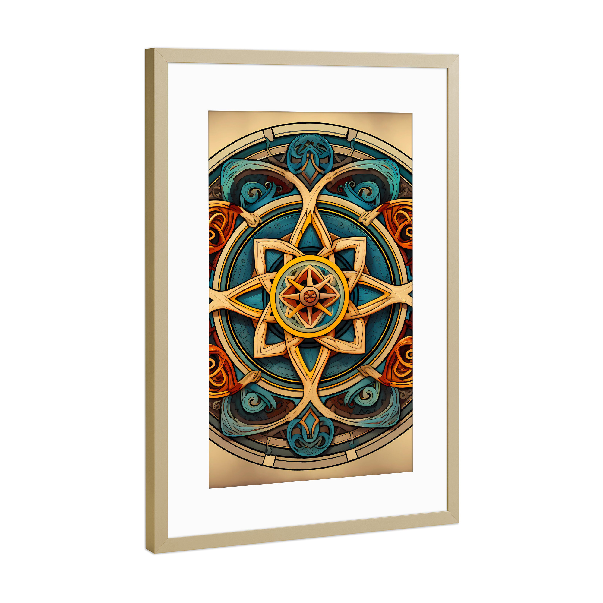 Poster mit Rahmen Gold "Mandala - Keltisch - Padraig" artboxONE - Natur,Abstrakt
